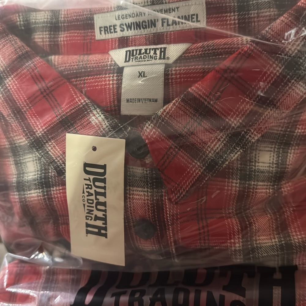 NWT DULUTH Women's Free Swingin' Flannel Tunic Ember Red Black Check Size XL